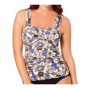 NEW SHAPE SOLVER wide strap tankini top in le fleur